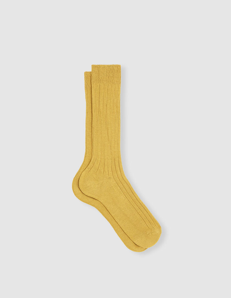 Chaussettes côtelées vert citron